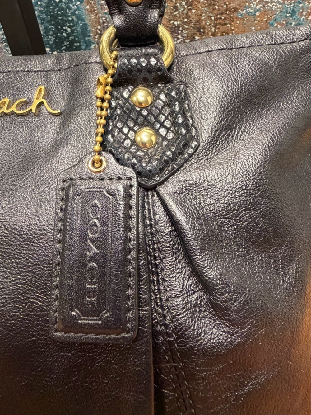 Coach Classic 2012 Black Leather Madison Sophia Satchel Gold (VGUC) - Picture 15 of 16